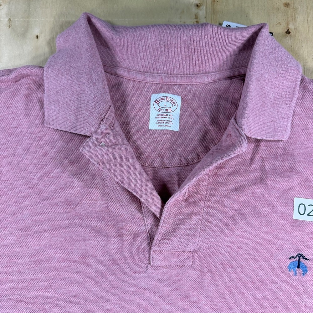 Brooks Brothers Mens Original Fit Performance Polo Pink Supima Cotton Large L - Picture 2 of 5